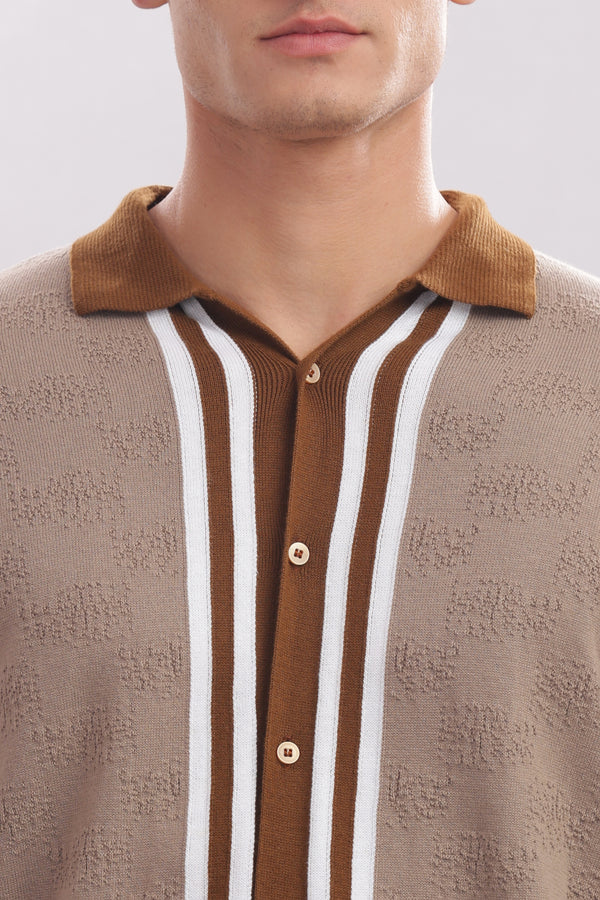 Premium Cotton Men’s 100% Cotton Textured Button-Down Polo Shirt – Casual Luxury