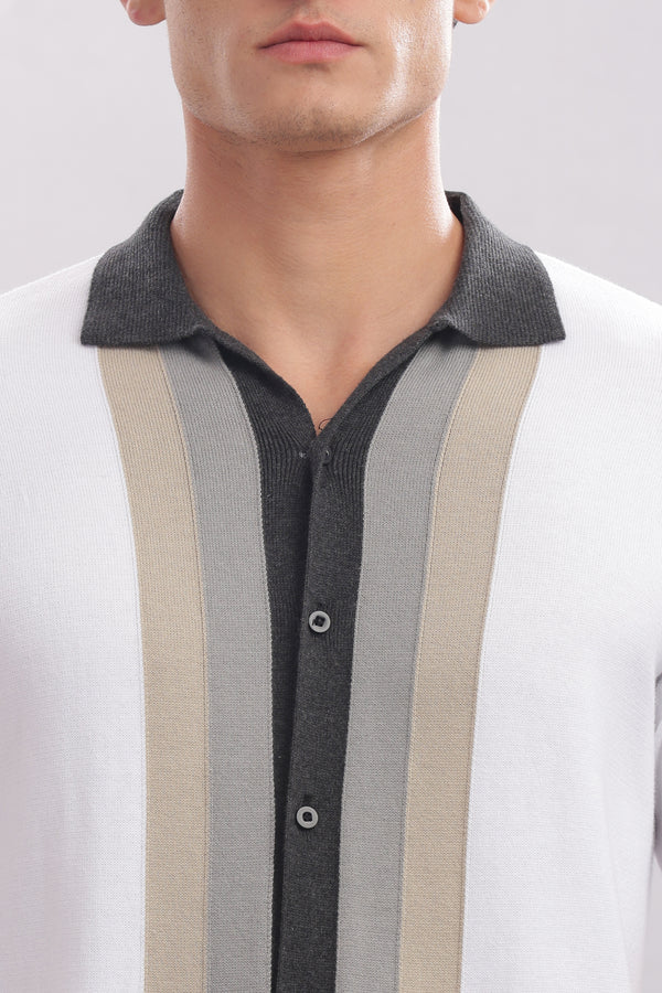 Premium Cotton Men’s 100% Cotton Contrast Panel Polo Shirt – Modern Smart Casual