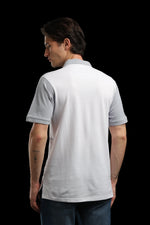 OutlawsFashion Grid Eagle White & Grey Polo T-Shirt for Men