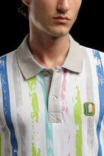 OutlawsFashion Urban Stripe White Multicolour Polo T-Shirt for Men