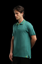 OutlawsFashion Contrast Collar Teal Green Polo T-Shirt for Men