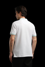 OutlawsFashion Marine Stripe White & Mint Green Polo T-Shirt for Men