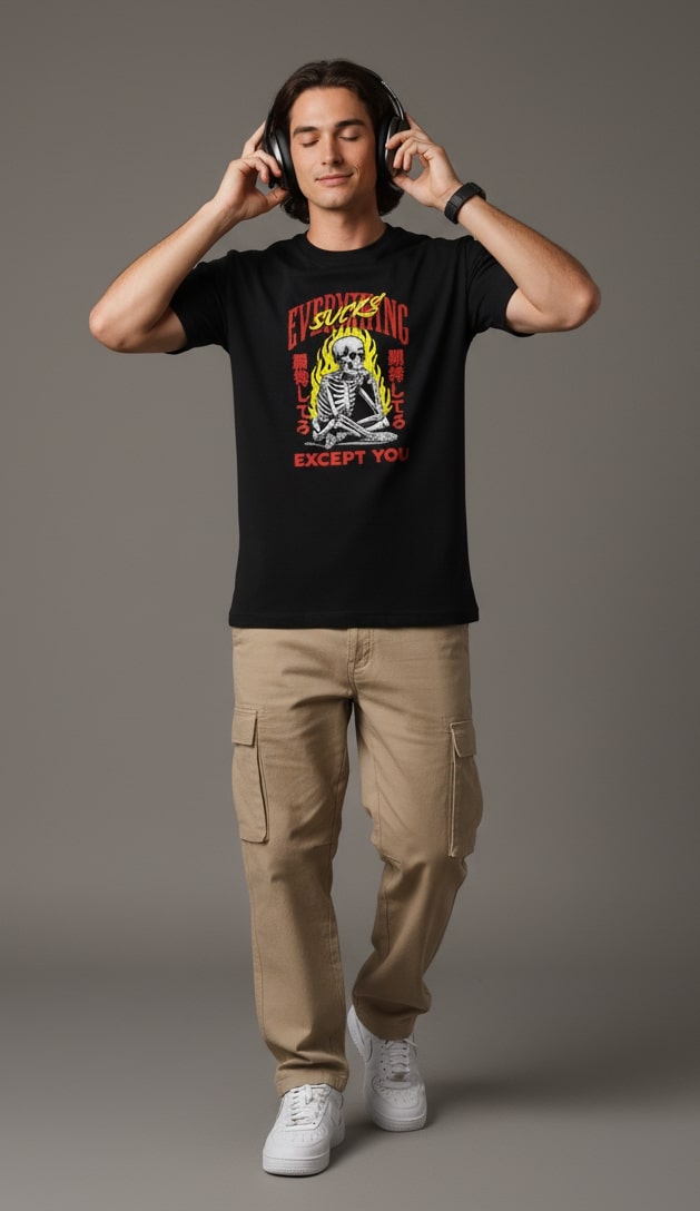 Men’s Outlaws Regular Printed T-Shirt – 100% Cotton Casual Wear