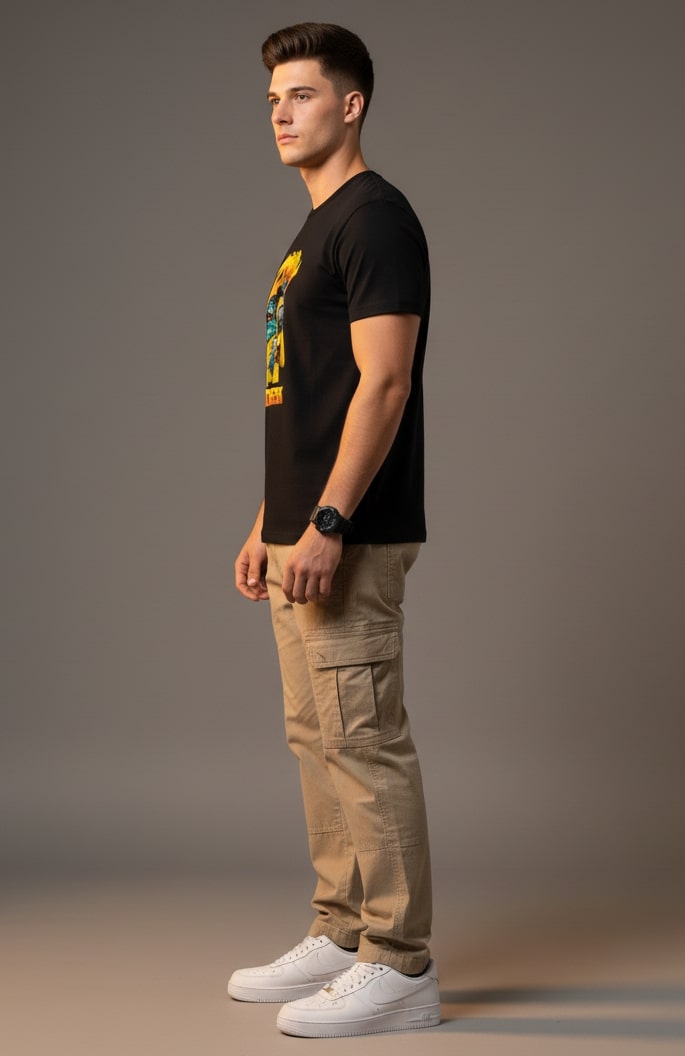 Men’s Outlaws Regular Printed T-Shirt – 100% Cotton Casual Wear