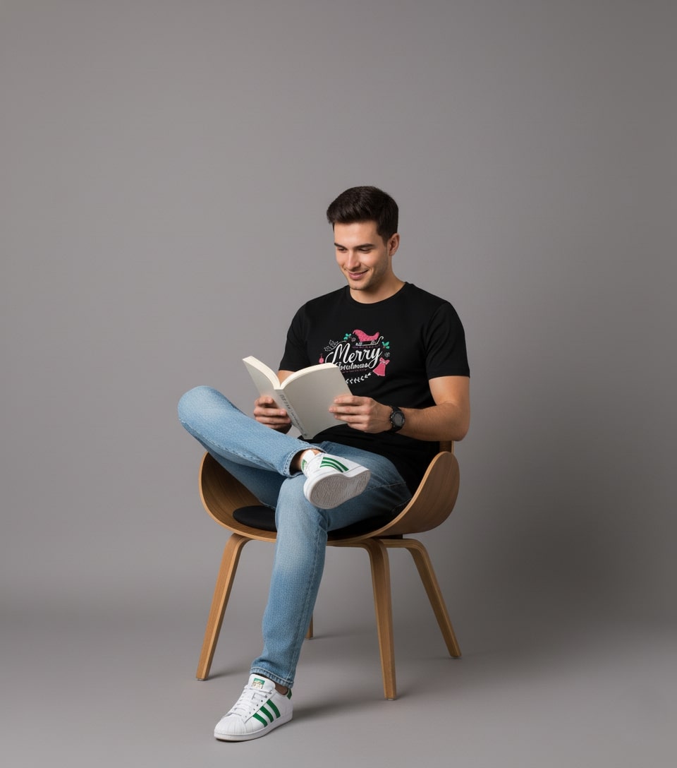 Men’s Outlaws Christmas Printed T-Shirt – 100% Cotton Festive Casual Wear