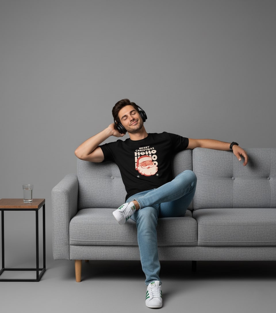 Men’s Outlaws Christmas Printed T-Shirt – 100% Cotton Festive Casual Wear