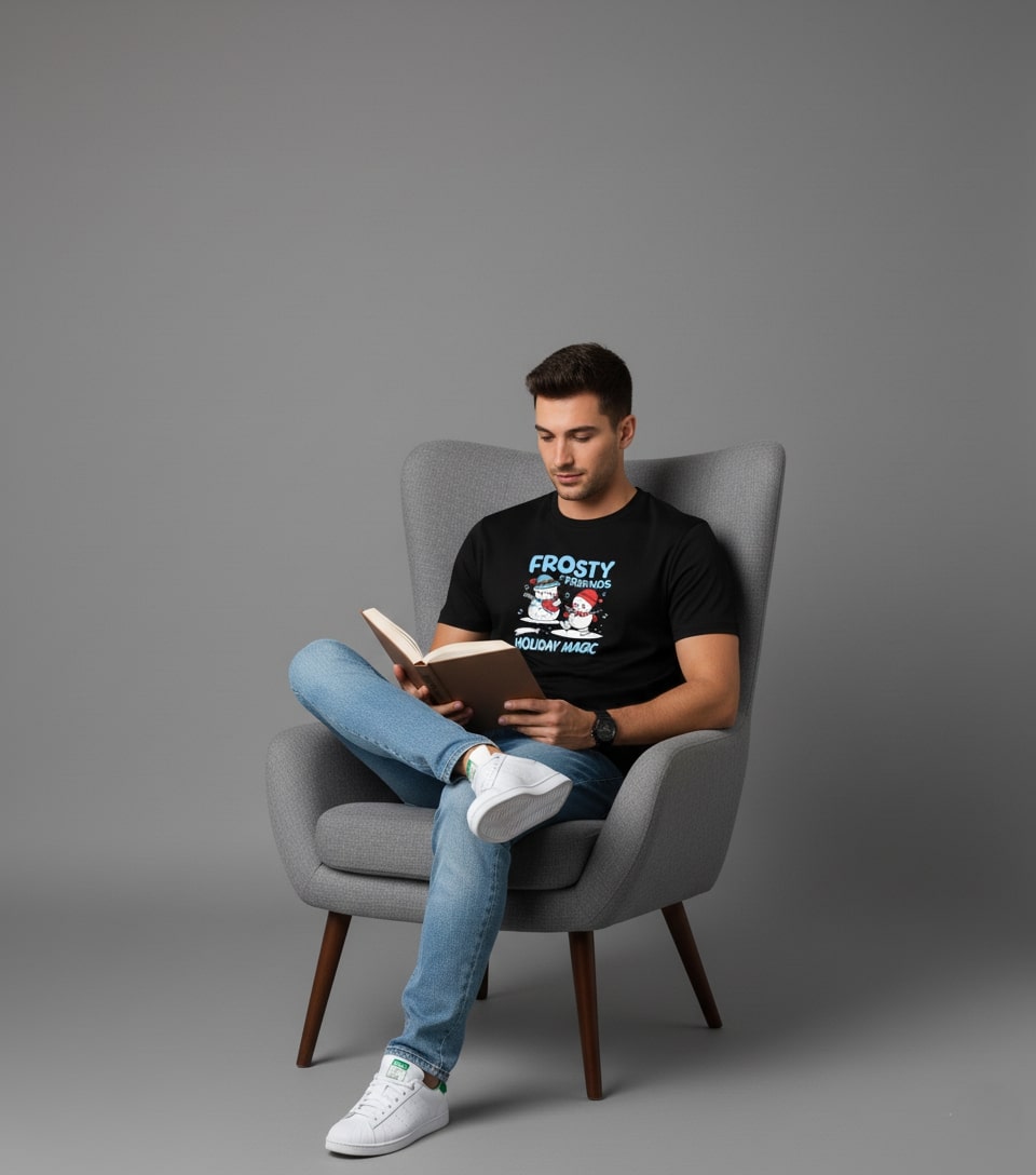 Men’s Outlaws Christmas Printed T-Shirt – 100% Cotton Festive Casual Wear