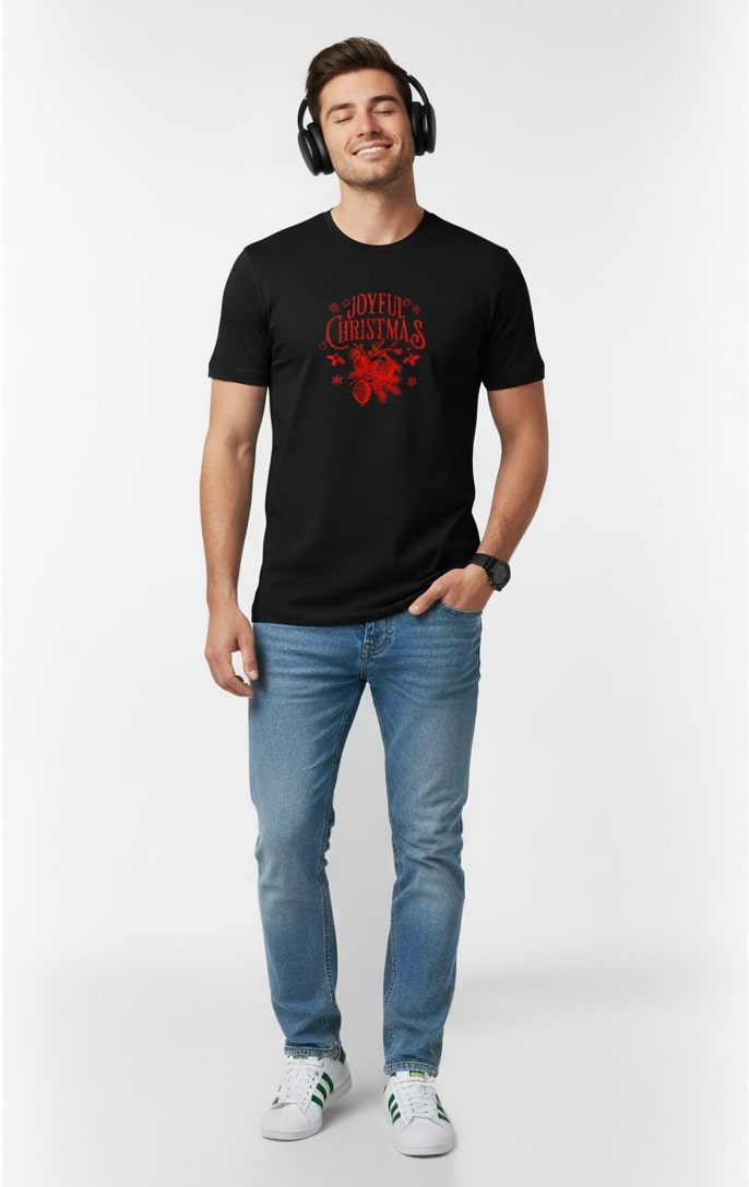 Men’s Outlaws Christmas Printed T-Shirt – 100% Cotton Festive Casual Wear