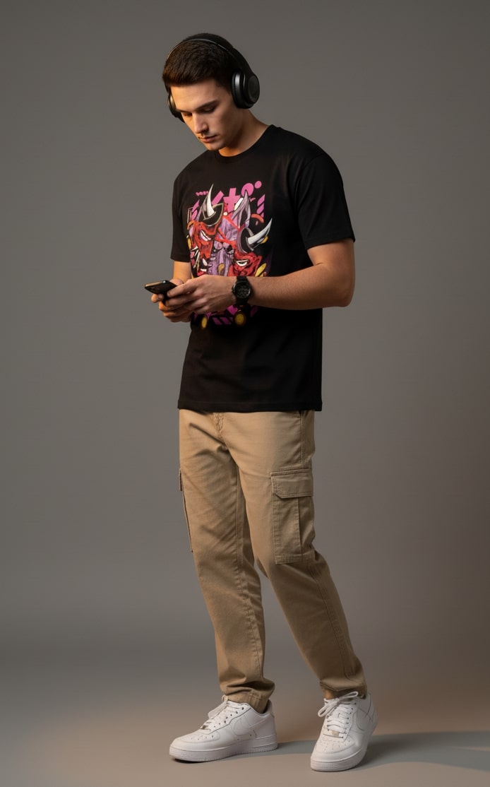 Men’s Outlaws Regular Printed T-Shirt – 100% Cotton Casual Wear