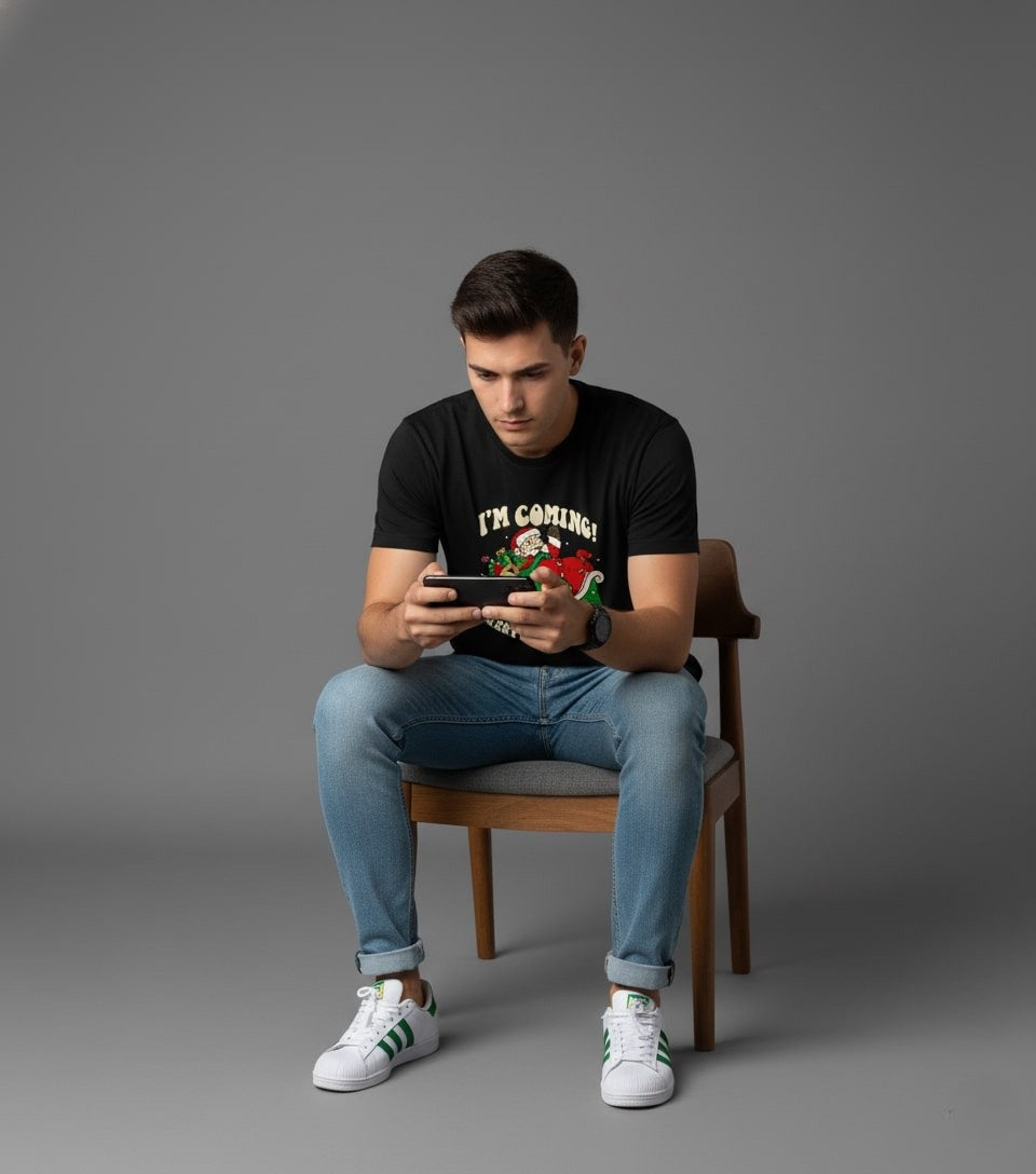 Men’s Outlaws Christmas Printed T-Shirt – 100% Cotton Festive Casual Wear