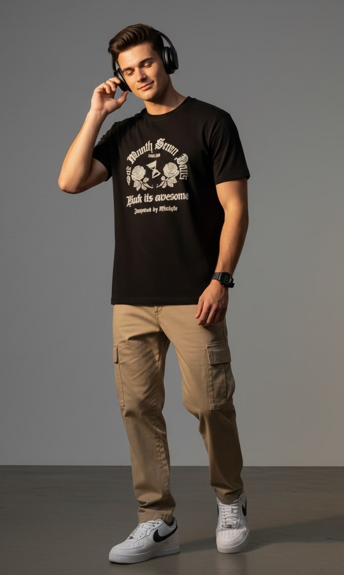 Men’s Outlaws Regular Printed T-Shirt – 100% Cotton Casual Wear