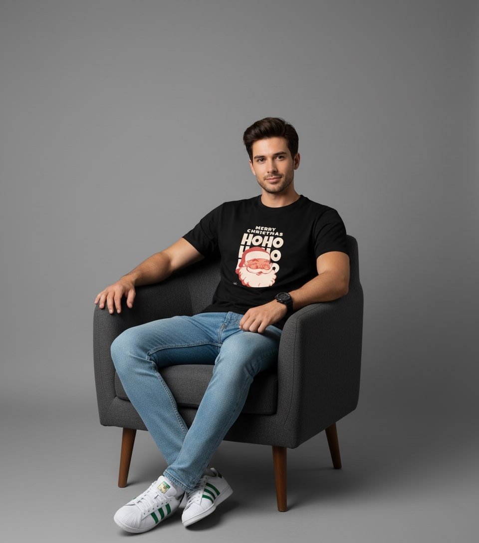 Men’s Outlaws Christmas Printed T-Shirt – 100% Cotton Festive Casual Wear