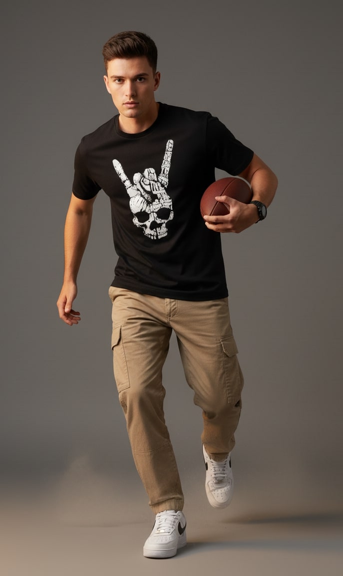 Men’s Outlaws Regular Printed T-Shirt – 100% Cotton Casual Wear