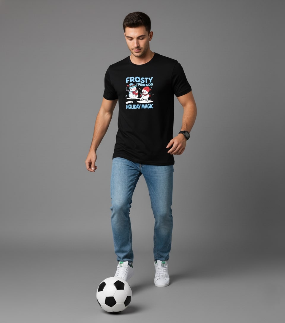 Men’s Outlaws Christmas Printed T-Shirt – 100% Cotton Festive Casual Wear