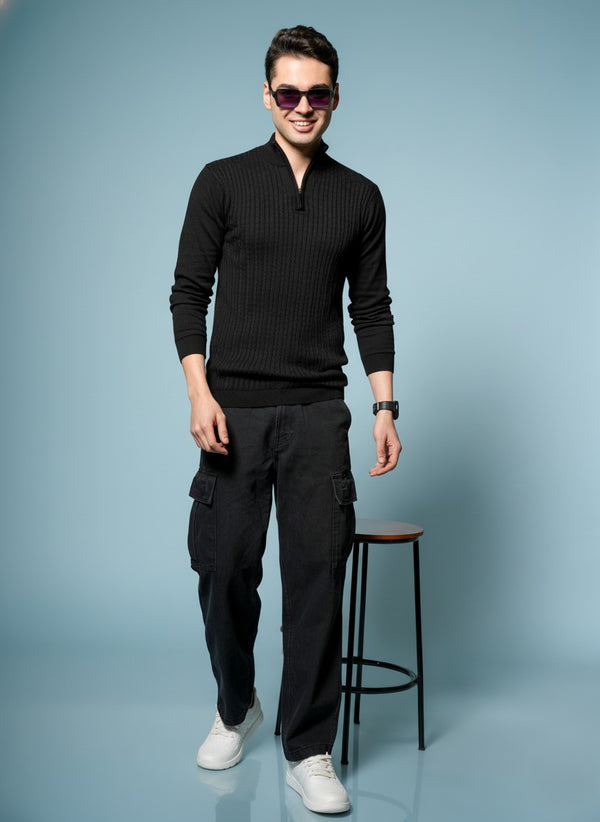 Men’s Pure Cotton Textured Knit Sweater – Premium Comfort & Timeless Style