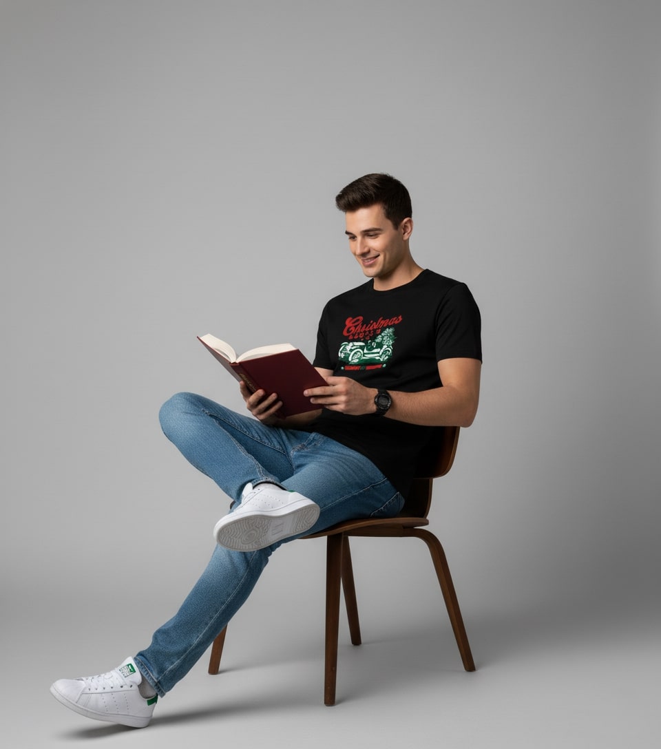 Men’s Outlaws Christmas Printed T-Shirt – 100% Cotton Festive Casual Wear