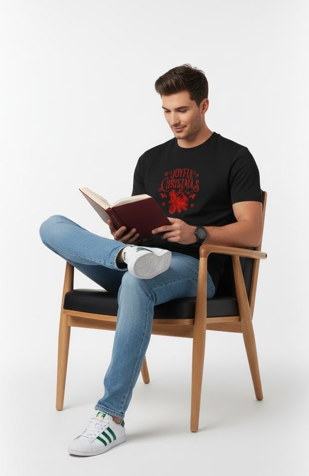 Men’s Outlaws Christmas Printed T-Shirt – 100% Cotton Festive Casual Wear