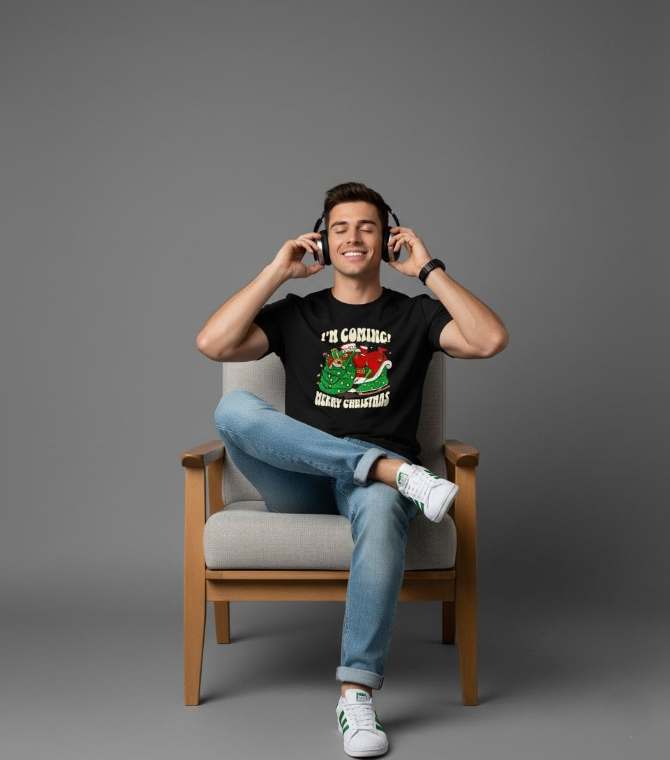 Men’s Outlaws Christmas Printed T-Shirt – 100% Cotton Festive Casual Wear