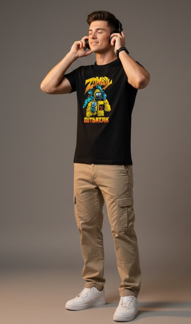 Men’s Outlaws Regular Printed T-Shirt – 100% Cotton Casual Wear