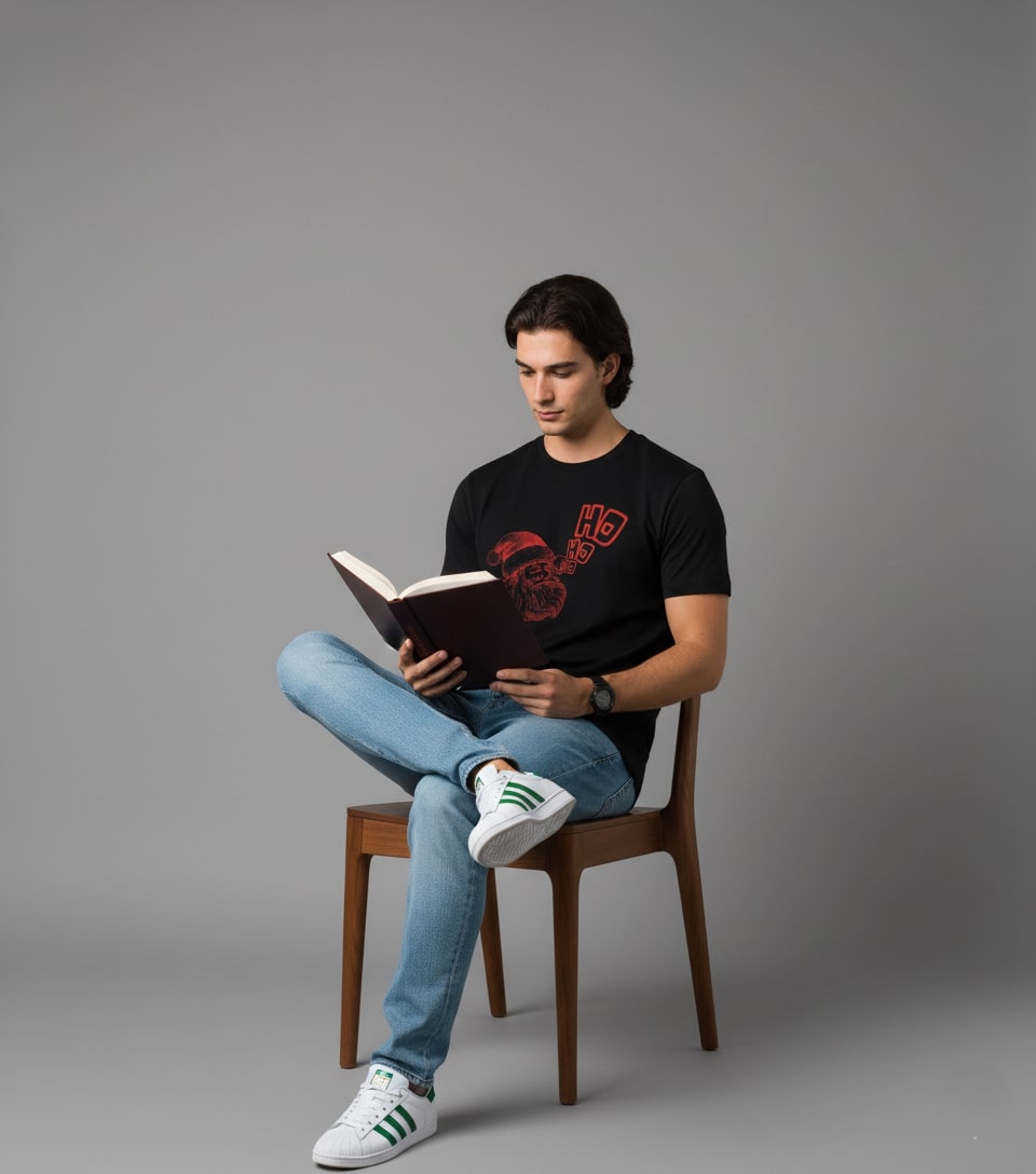 Men’s Outlaws Christmas Printed T-Shirt – 100% Cotton Festive Casual Wear