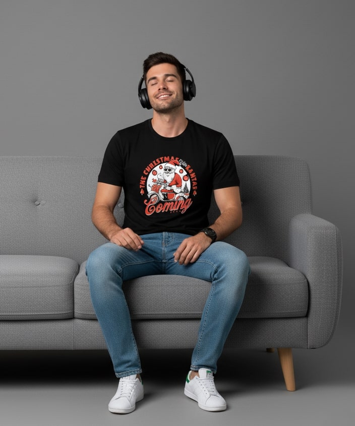 Men’s Outlaws Christmas Printed T-Shirt – 100% Cotton Festive Casual Wear