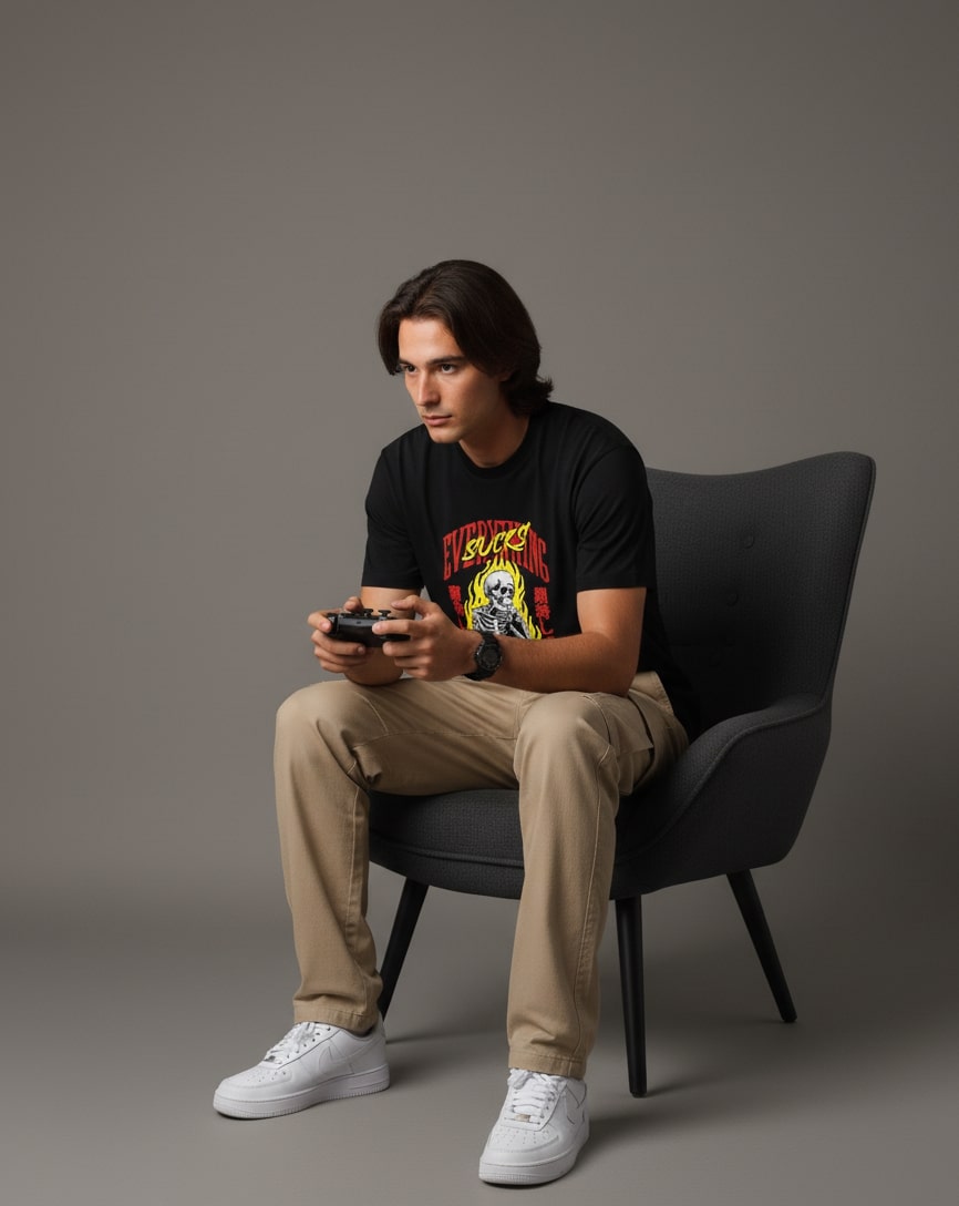 Men’s Outlaws Regular Printed T-Shirt – 100% Cotton Casual Wear