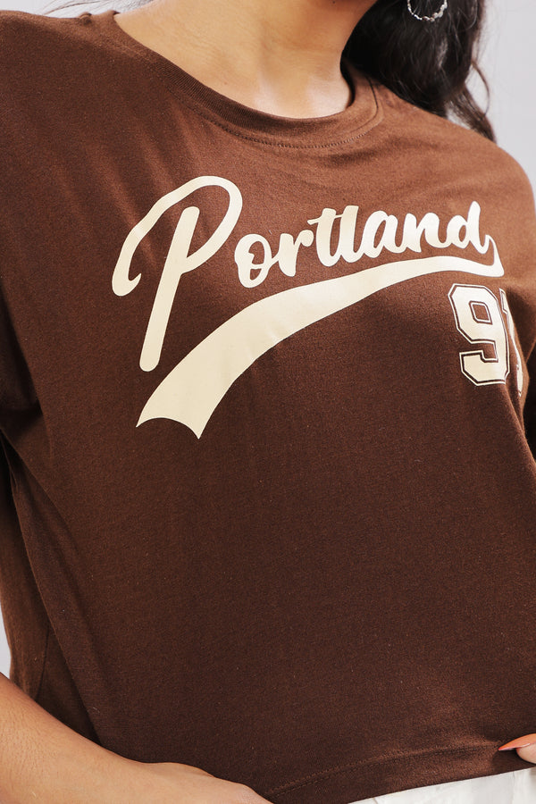 Printed Brown Cotton Boxy Top for Women – Extended Sleeves