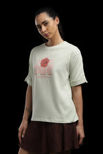Cream Rose Print T-Shirt Women
