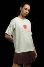 Cream Rose Print T-Shirt Women