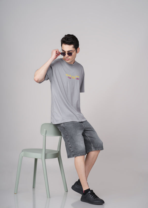 Outlaws Grey Over Size Graphic T-Shirt for Men