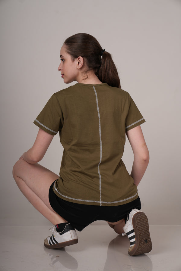 Outlaws Olive Green Stylish T-shirt For Workout