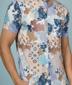 Men’s Printed Rayon Shirt with Mandarin Collar – Soft & Stylish Casual Wear