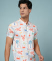 Men’s Abstract Print Rayon Shirt – Vibrant & Breezy Summer Style