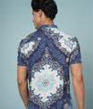 Men’s Blue Printed Rayon Shirt – Soft Fabric | Stylish Casual Wear