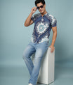 Men’s Blue Printed Rayon Shirt – Soft Fabric | Stylish Casual Wear