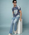 Men’s Blue Printed Rayon Shirt – Soft Fabric | Stylish Casual Wear