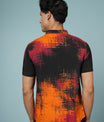 Men’s Abstract Rayon Shirt – Black & Orange Bold Casual Wear