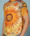 Men’s Sun Print Rayon Shirt – Vibrant Casual Wear with Mandarin Collar