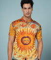 Men’s Sun Print Rayon Shirt – Vibrant Casual Wear with Mandarin Collar