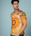 Men’s Sun Print Rayon Shirt – Vibrant Casual Wear with Mandarin Collar