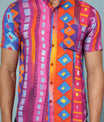 Men’s Multicolour Rayon Geometric Printed Shirt – Bold Summer Style