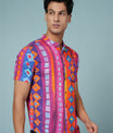 Men’s Multicolour Rayon Geometric Printed Shirt – Bold Summer Style
