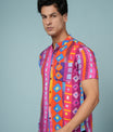 Men’s Multicolour Rayon Geometric Printed Shirt – Bold Summer Style