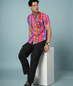 Men’s Multicolour Rayon Geometric Printed Shirt – Bold Summer Style