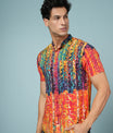 Men’s Abstract Print Rayon Shirt – Vibrant Summer Casual Wear