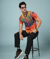 Men’s Abstract Print Rayon Shirt – Vibrant Summer Casual Wear