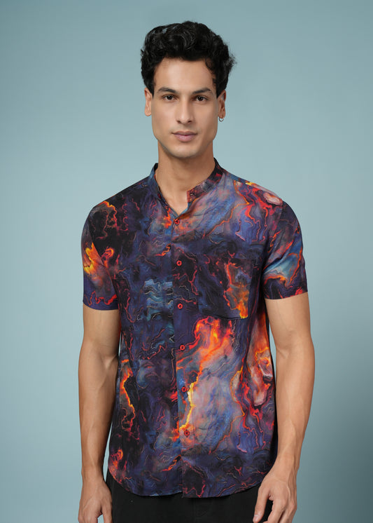 Men’s Abstract Printed Rayon Shirt – Soft & Stylish Party Wear