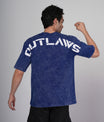 Outlaws Acid Wash Blue T-Shirt for Men