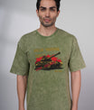 Outlaws Acid Wash Olive T-Shirt for Men