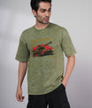 Outlaws Acid Wash Olive T-Shirt for Men